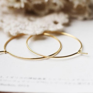 10 pcs of gold plated round thin hoop earring circle wire earwire ear rings gold hoops 30mm , earrings findings