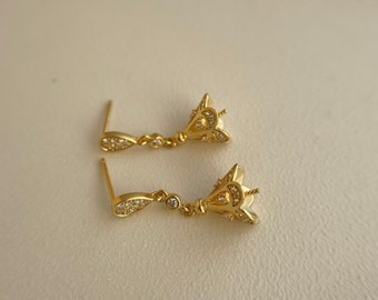 1 pair gold filled earring finding 25x10mm (for 10mm to 15mm beads)