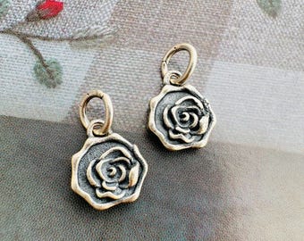 2 Stück, massive Sterling Silber Charms, 9 mm