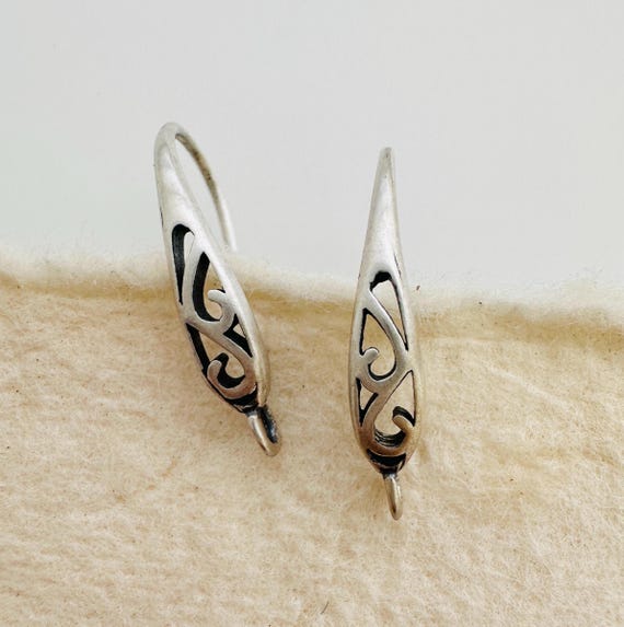 Paire De Boucles D'oreilles Anciennes En Argent Massif - Bijou Vintage, Occasion Bon état