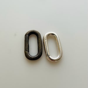 1Pcs Solid Sterling Silver Oval Push In Lobster Clasp / Spring Clasp / Outer 17x9mm / Inner 13x5mm