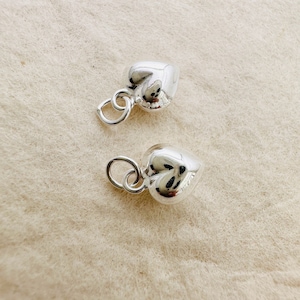 2 or 6 Pcs , Solid Sterling Silver Heart Charm /  5x5mm