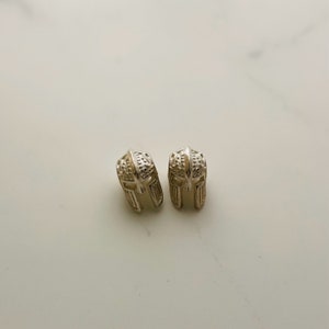 2 Pcs, Solid Sterling Silver Helmet Beads / 9x6mm / Hole 3mm