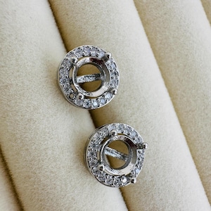 6x6mm Settings, 4 pieces, Sterling Silver Needles, Earring Findings
