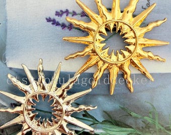 Sun Brooch Findings (55x55mm), 1 piece