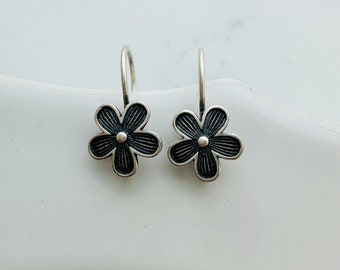 sterling silver flower earwires / earrings findings / 25x9mm