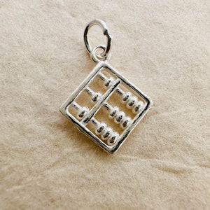 1 Pcs, Solid Sterling Silver Abacus Charm / 10x10mm / Beads couldn&#39;t move