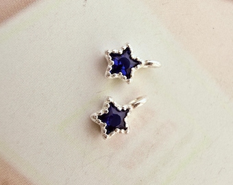 TINY, 3mm, Sterling Silver Star Charm , 2 pieces