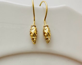 Sterling Silver Gold Earwires Findings / 21x4mm / 1 pair / Loop 1mm