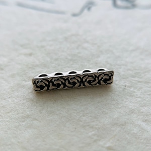 1Pcs Solid Sterling Silver 5 Hole Flower Beads Multi Strand Divider Row Connector / 18x3mm / hole 2mm