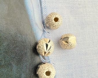 4 pieces, sterling silver 5mm Stardust ball spacer beads, hole 1mm