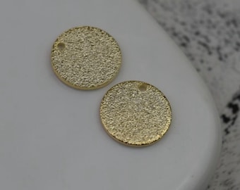 10 of light gold disc round circle coin charm pendant 12mm