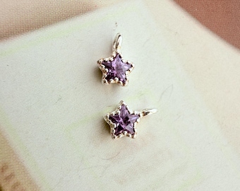 TINY, 3mm, Sterling Silver Star Charm , 2 pieces