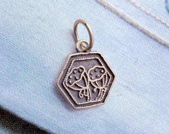 Sterling Silver Lotus Charm  , 8mm, 1 piece