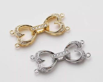 2 Sets, 2-reihig, 30 x 12 mm, vergoldet/versilbert