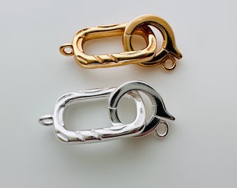 Solid Sterling Silver Rectangle Clasp / 21x8mm, 1 set