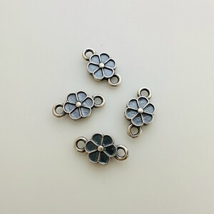 4Pcs, Solid Sterling Silver Flower Links  / 10x5mm
