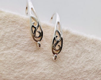 1 pair, Sterling Silver Earwires Findings / 15x3mm