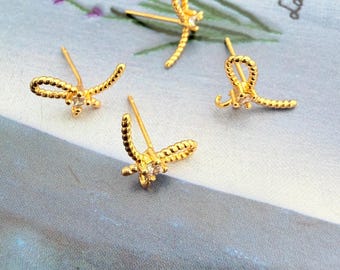 4 pieces, gold filled earring finding / sterling silver post / 13x10mm