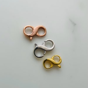 1 Pcs , Solid Sterling Silver Infinity Spring Clasp / 12x5mm / 15x7mm