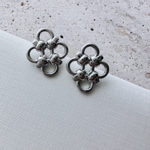 sterling silver post earrings findings / 12x10mm / 1 Pair