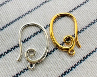 1 pair, sterling silver earwires, 17mm, thick 1.2mm