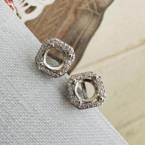 6x6mm Settings, 4 pieces, Sterling Silver Needles, Earring Findings