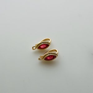 2 Pcs , Cubic Zirconia Hook Clasps (13x5mm)