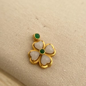 1pc gold sterling silver floral charm  (25*18mm)