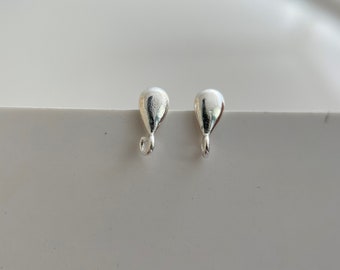 1 pair solid sterling silver delicate drop stud post earring finding / 7x3mm