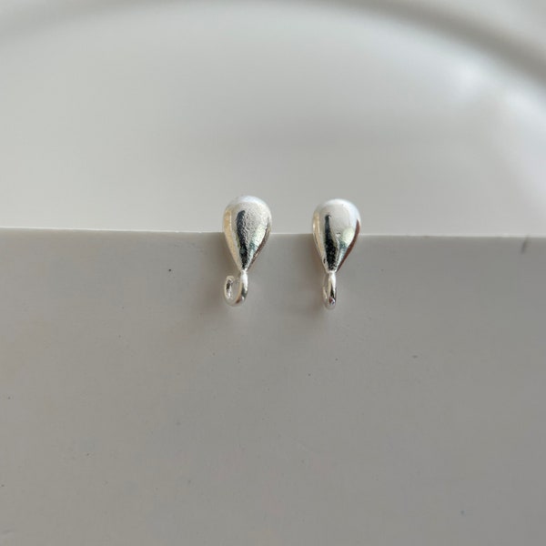 1 pair solid sterling silver delicate drop stud post earring finding / 7x3mm