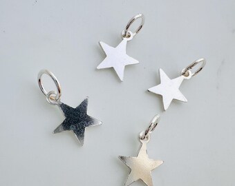 Sterling Silver Star Charms , 4 pcs