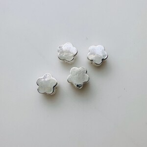 Solid Sterling Silver Flower Beads , 5mm, Hole 1mm, 4 or 8 Pcs