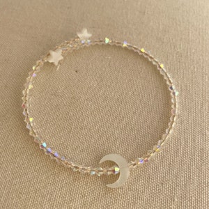 Moon Quartz Beads Bangle Bracelet - Gifts for Women Girls  - 19cm