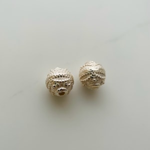 2 of Solid Sterling Silver Ball Beads / 8mm / Hole 1mm