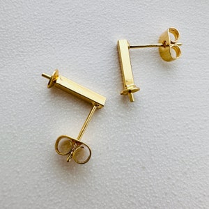 bar earrings settings - sterling silver posts - 10x1mm / 1 pair