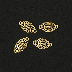 4pcs gold filled tiny filigree connector charm  (12x6mm)