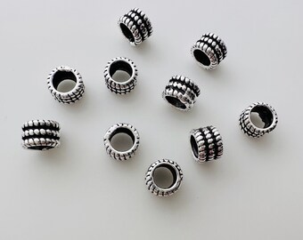 10 pcs, Solid Sterling Silver Tube Beads , 5mm, tall 3mm, hole 3mm