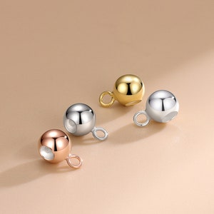 Qty 10 of solid 925 sterling silver round rubber stopper beads with loop / Silicone beads  / 3mm / 4mm / 5mm
