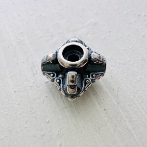 Solid Sterling Silver Square Bead  /  8mm / tall 7mm / hole 2mm