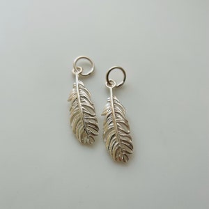 2 Pcs Solid Sterling Silver Feather Charm / 22*6mm