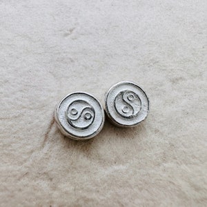 2 Pcs, Solid Sterling Silver Yin Yang Beads / 8mm / Tall 3mm / Hole 1mm