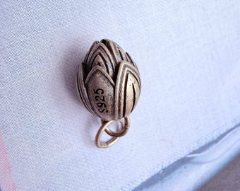 Sterling Silver Flower Charm  , 10mm, 1 piece