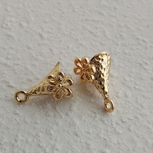 2pcs, gold filled beads caps (10x6mm)