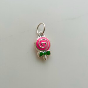 1pcs, Solid Sterling Silver Lollipop Charm / 13x7mm