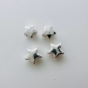 10 Pcs, Solid Sterling Silver Star Beads / 4mm / 5mm / Hole 1mm