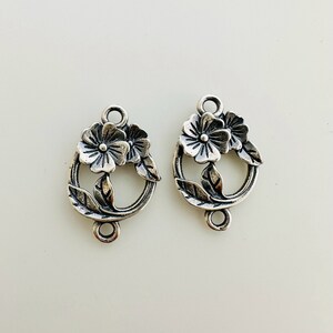 2 Pcs, Solid Sterling Silver Flower Leaf Links / 16x10mm