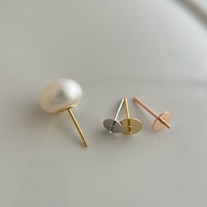 1 pair solid sterling silver flat pad with pin / earring setting / post earrings findings / studs earring supplies / 3mm / 4mm / 5mm / 6mm
