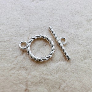 1 Set , Sterling Silver Toggle Clasp , Bar 14mm, Ring 9mm