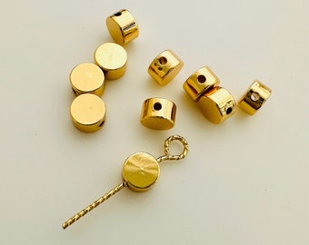 10 of round beads / gold plated / 4.5x4.5mm / hole 1mm